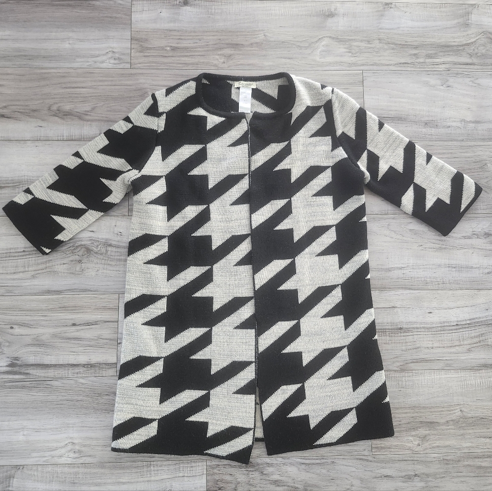 COCOGIO Double Knit Houndstooth Cardigan size XL